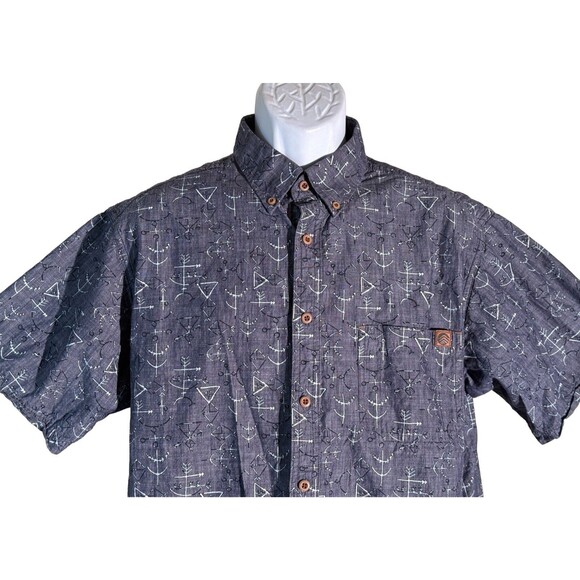 SOLARIS Men's Short Sleeve Button Down Cotton Gray Shirt Large - Picture 2 of 5